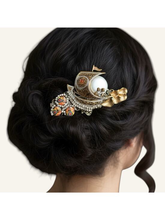 Reclaimed Vintage Accessories - Formal Hair Comb Bridal Hairpiece Vintage Jewelry Beach Wedding Silver